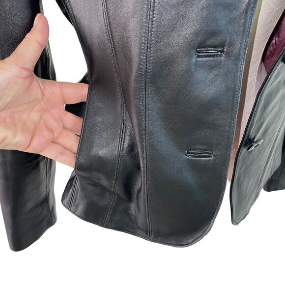 Wilsons Leather Maxima Womens Blazer Jacket Size Large Black Button Down - Picture 4 of 10